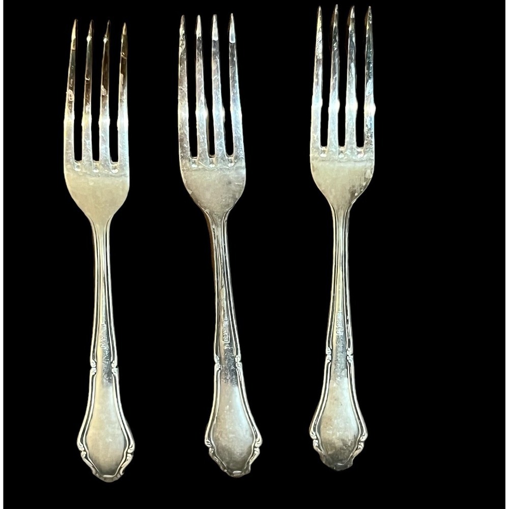 German Hanseat 90 Hand Engraved Silver Plate Custom (WW) Engraved Set Of 3 Forks